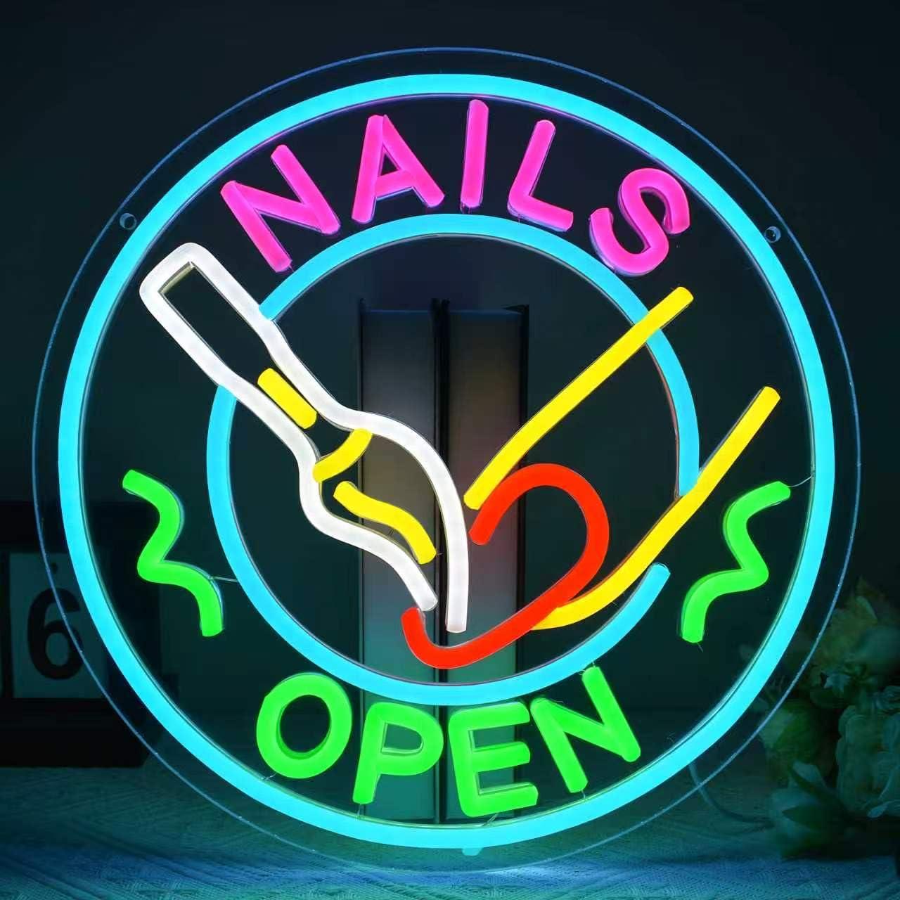Beauty Makeup Studio - Nails Open Neon Tabela USB Kısılabilir